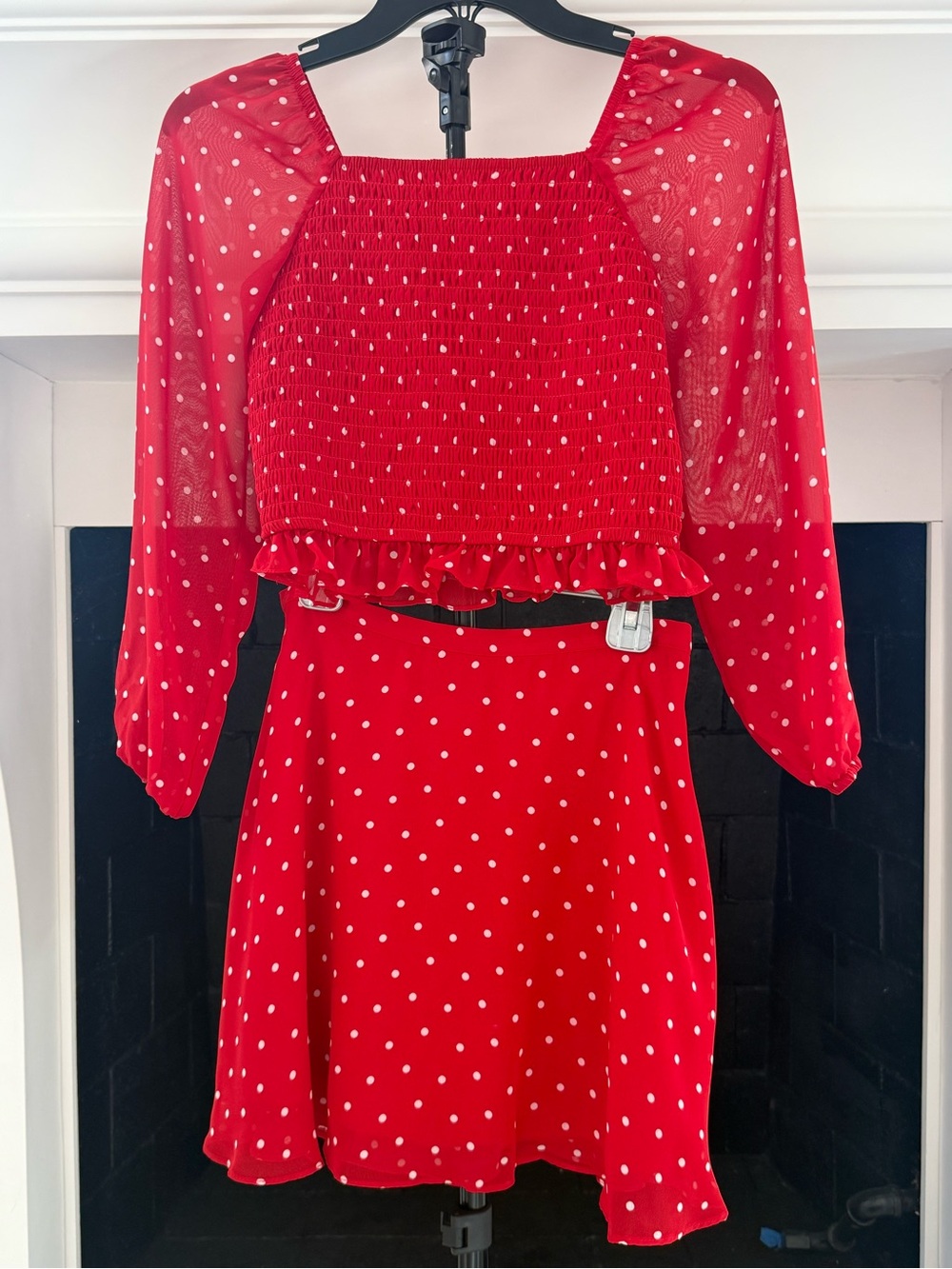 art class Red and White Polka Dot Two-Piece Set- Top and Skirt Girls Size 10/12